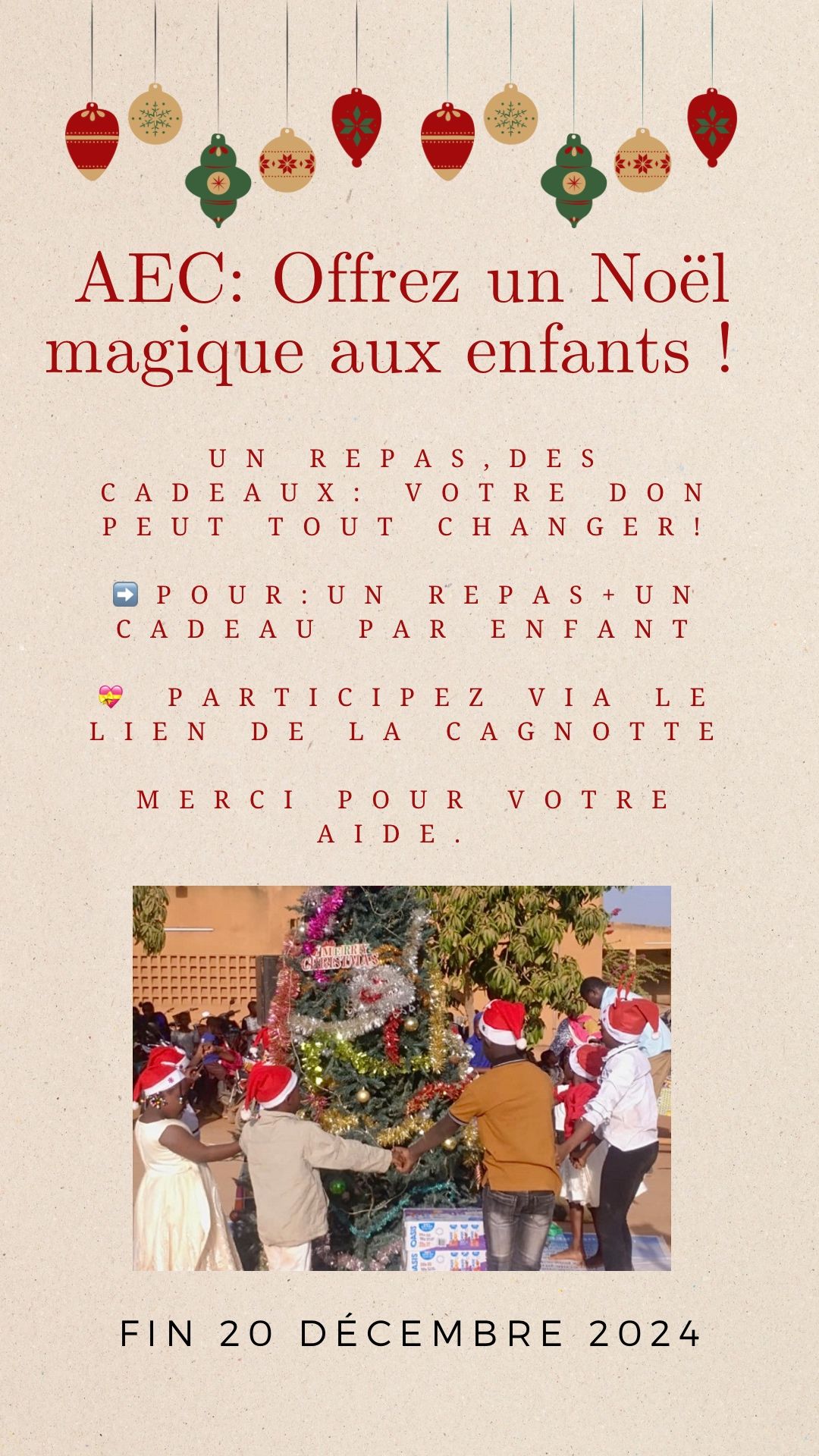 image sapin de noël avec l'association espérance cledan